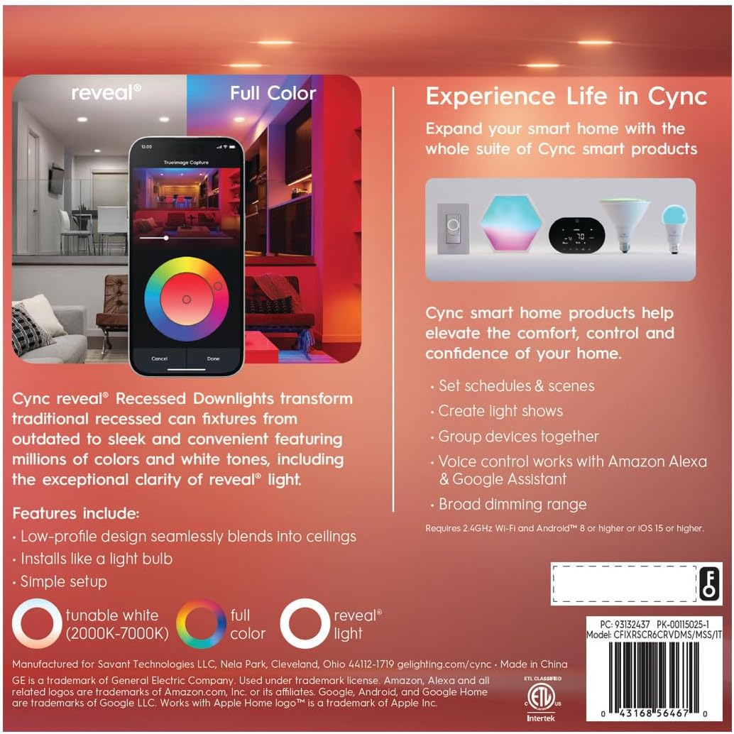 Lámpara empotrable LED WiFi 6pulg comp Alexa Google Home set 3