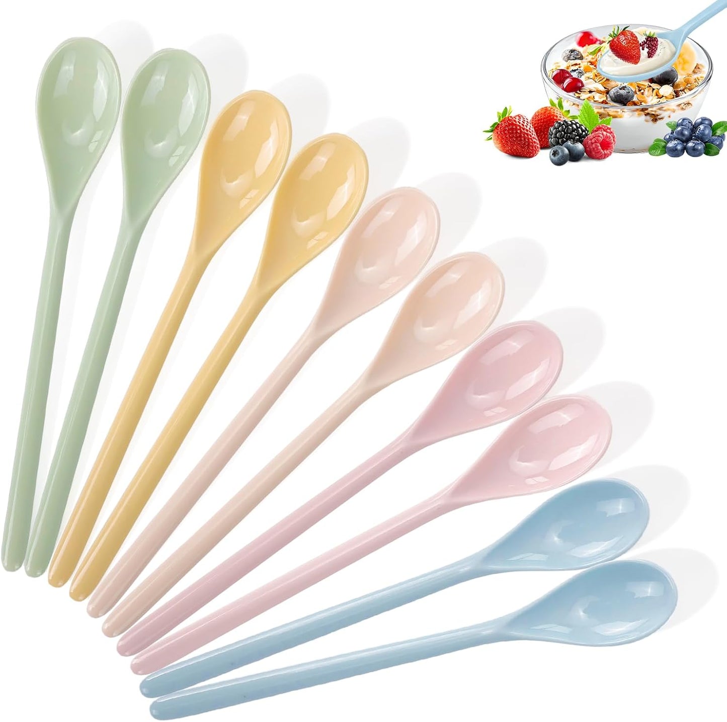 Cucharas plástico mango largo mezcladora 7.8pulg reutilizables
