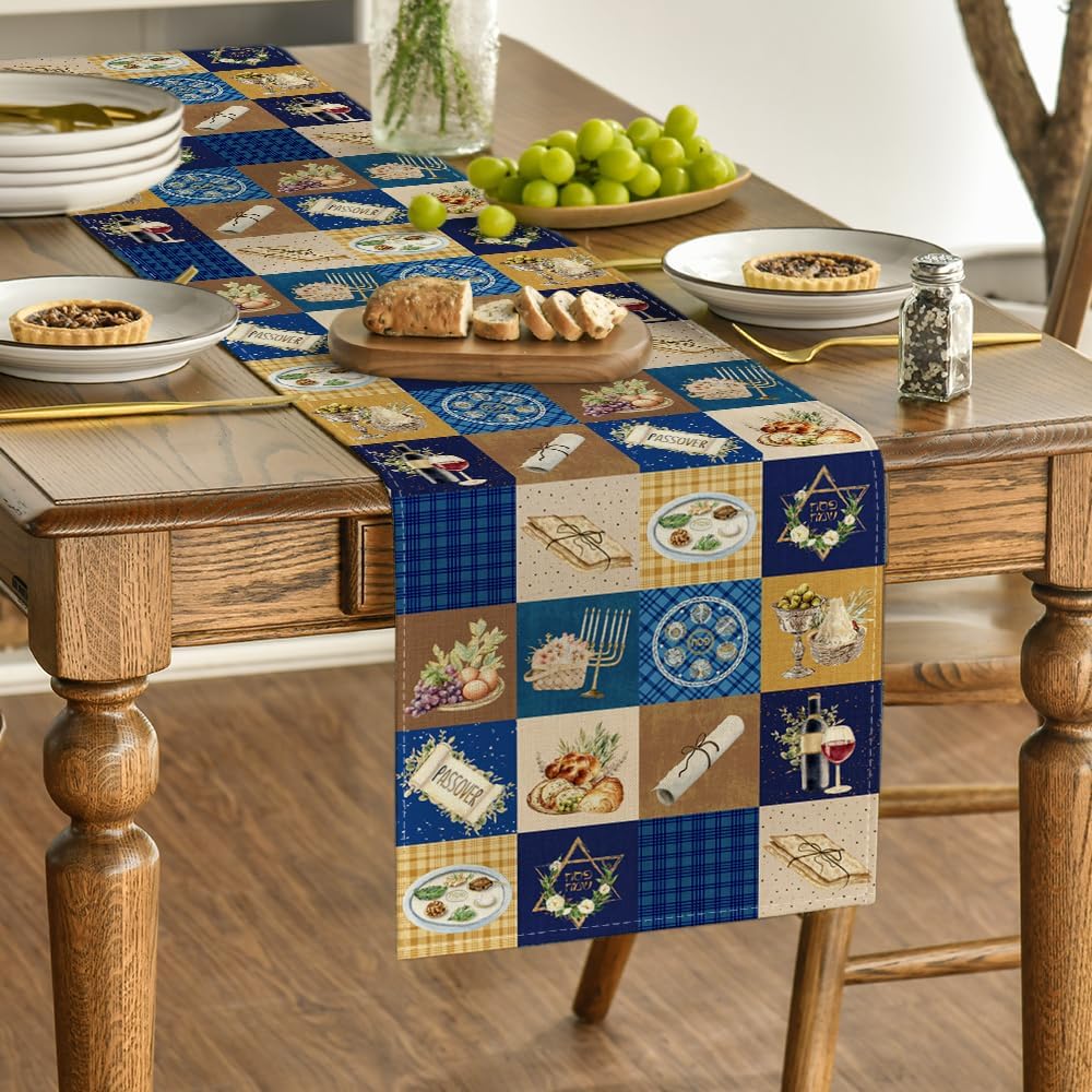 Mesa Camino Pascua Estrellas Búfalo Azul 13x72pulg
