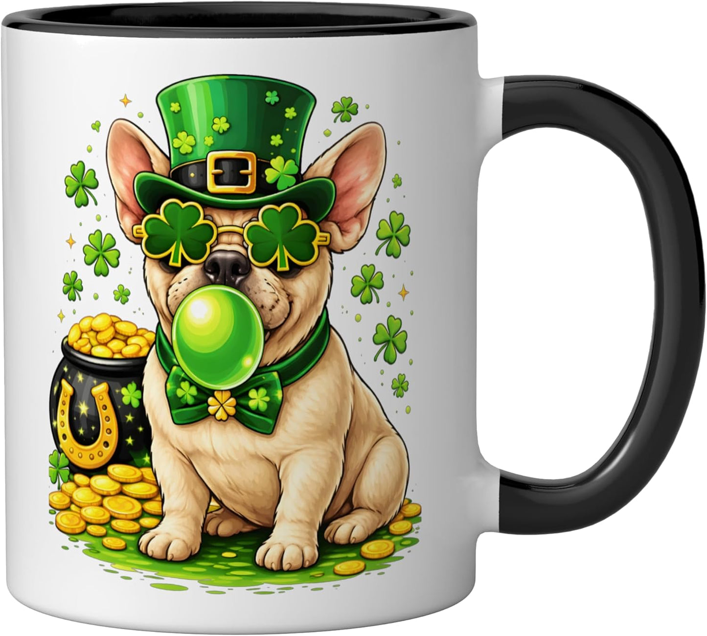 Taza cerámica de San Patricio para bulldog francés