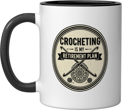 Taza Cerámica para Amantes del Ganchillo Negro/Blanco