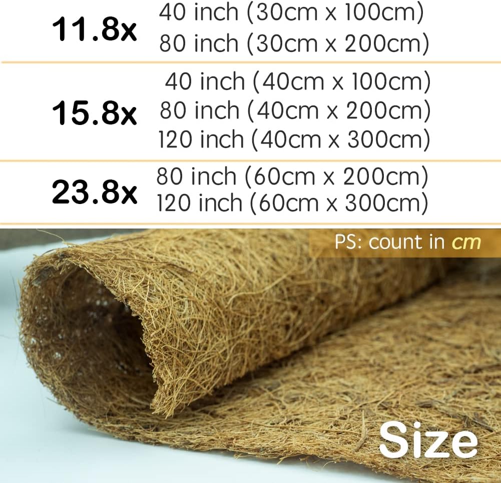 Forro coco natural 16x40pulg para macetas y jardín