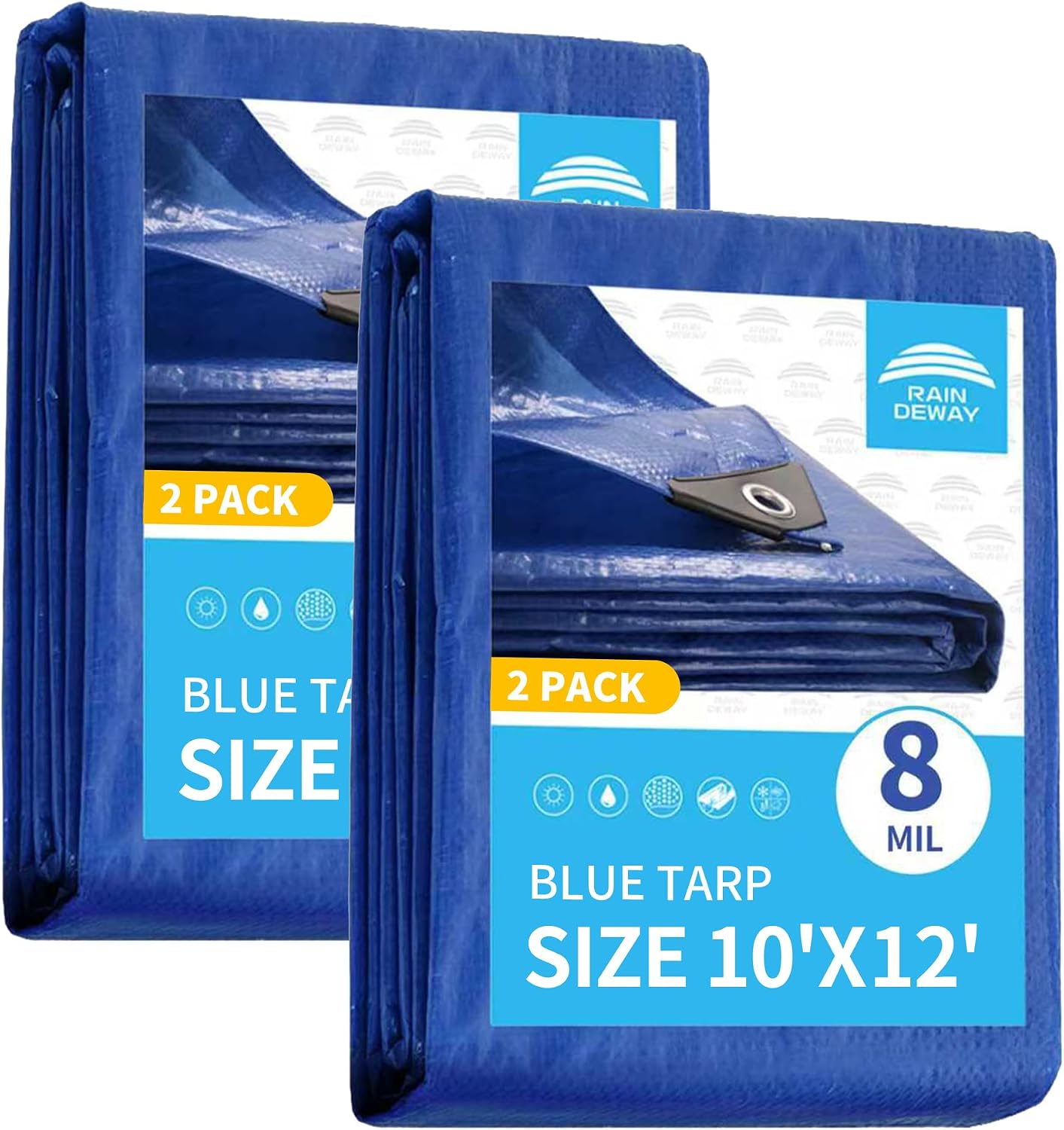 2 Tarps 10x12ft Polietileno UV Resistente Azul