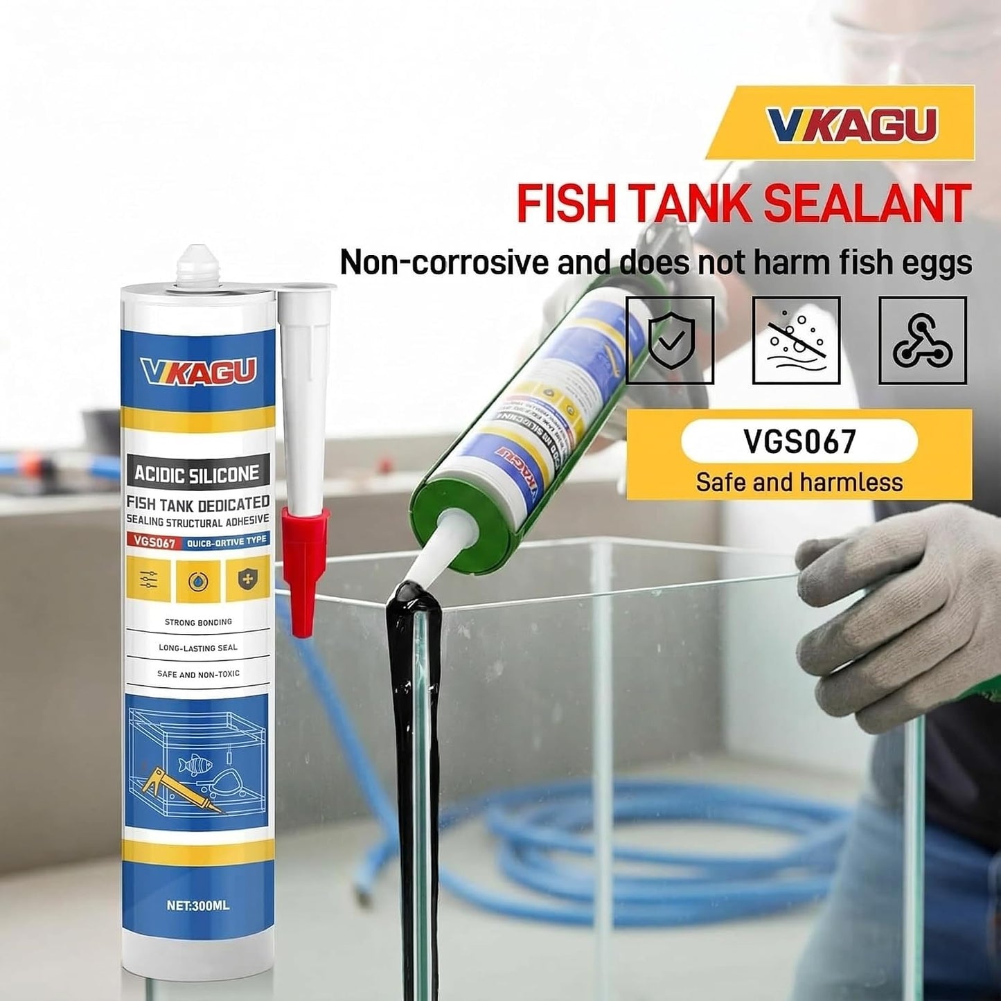 Sellador silicona acuario negro impermeable