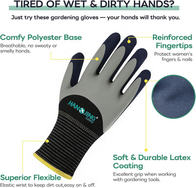 Guantes jardinería antideslizante látex gris blanco L