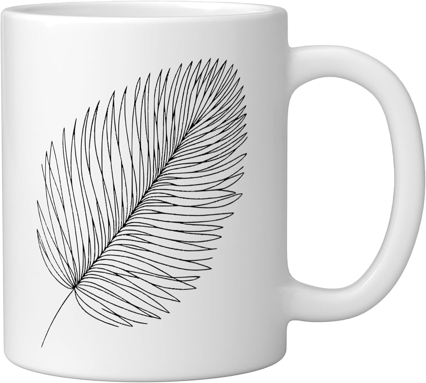 Taza cerámica para amantes de plantas Sago Palm Line Art en blanco