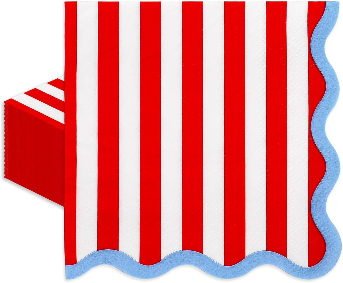 Servilletas de papel para coctel con borde azul estampado rojo y blanco JarThenaAMCS