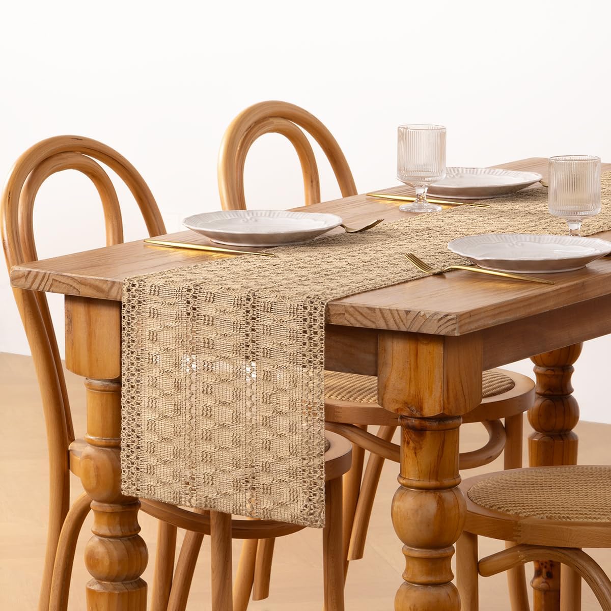 Mantel tejido juta boho para mesa cocina 72 pulg