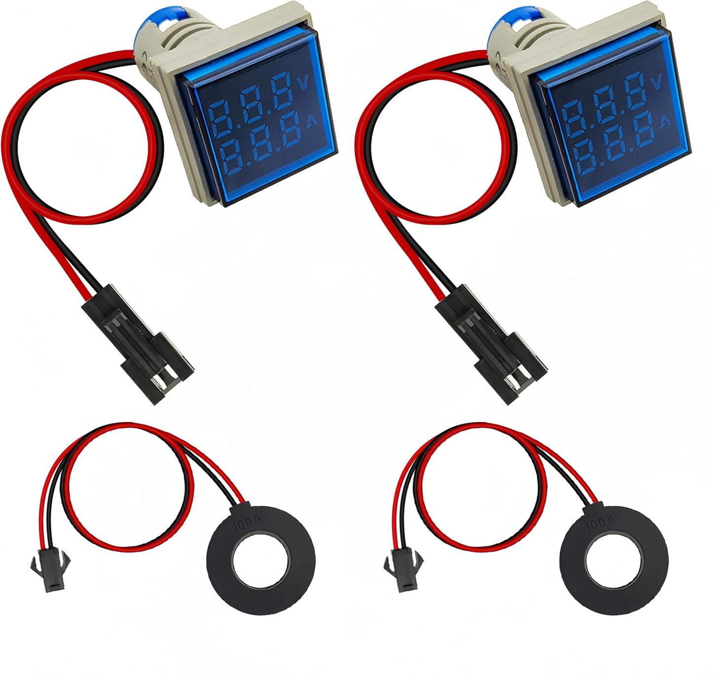 Medidor corriente voltaje CA 2en1 pantalla LED azul