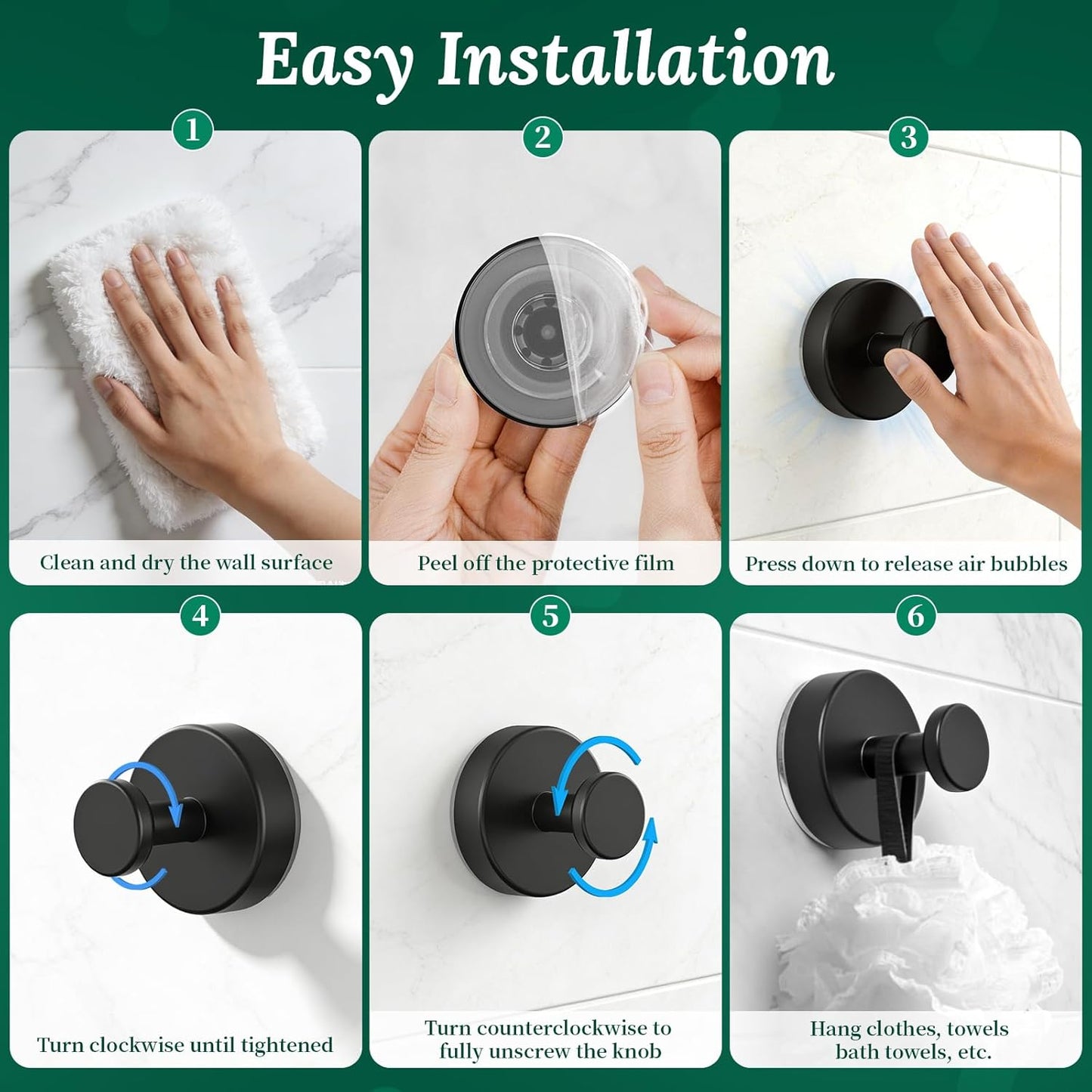 Ganchos ventosa ducha extraíbles para pared baño