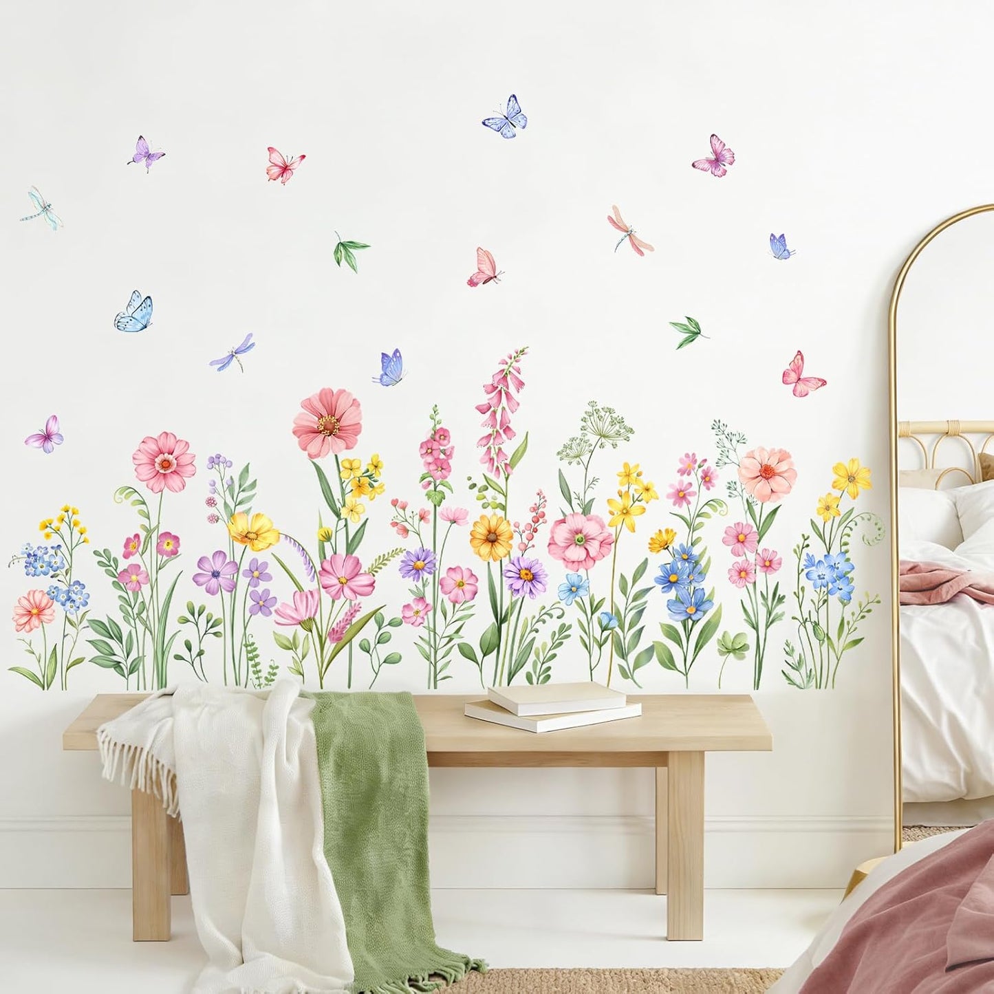 Adhesivos florales mariposa para pared sala cocina