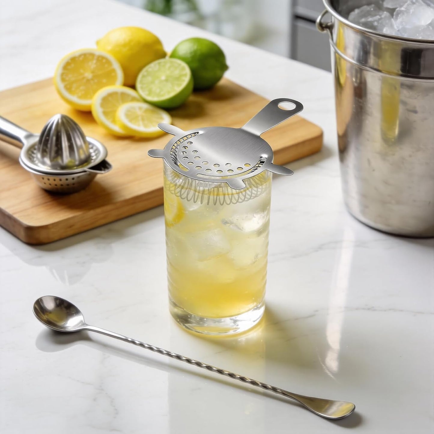 Colador de cóctel de acero inoxidable con resorte, herramienta de bar para cocteleras Boston