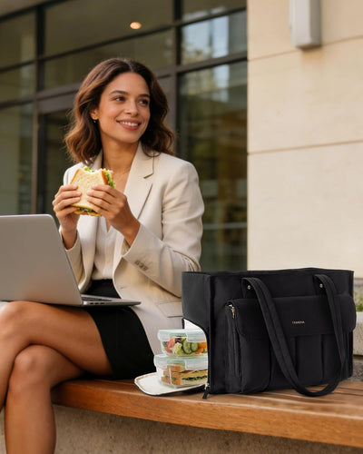 Bolsa mano profesora con compartimento almuerzo y organizador 15.6pulg negro