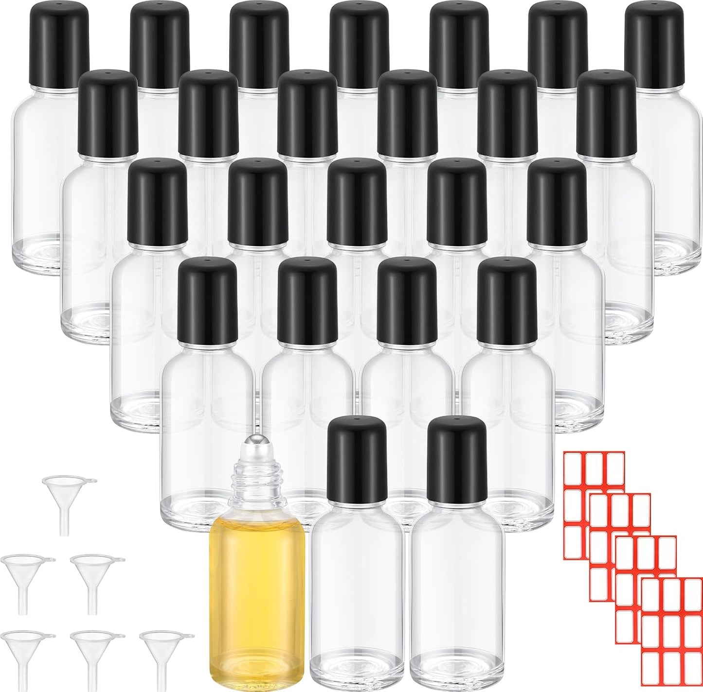 24 Botellas Vidrio 1.0oz Aceite Esencial Acero Inox