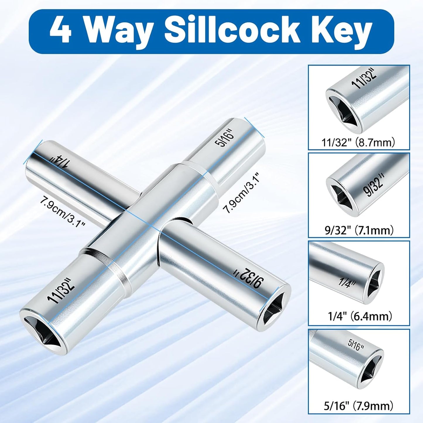 Set 2 Llaves Sillcock 4 Vías Acero Multifunción