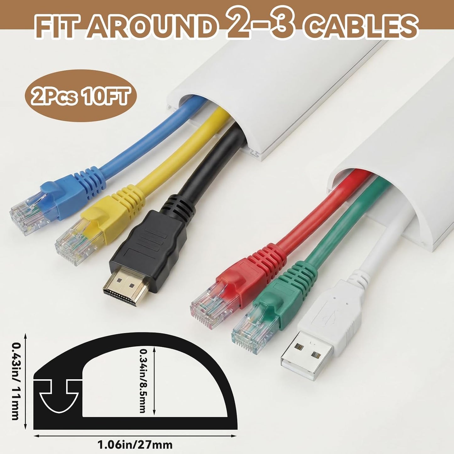 2 Pzas Corrección Cable TV Silicona Autoadhesiva 10ft