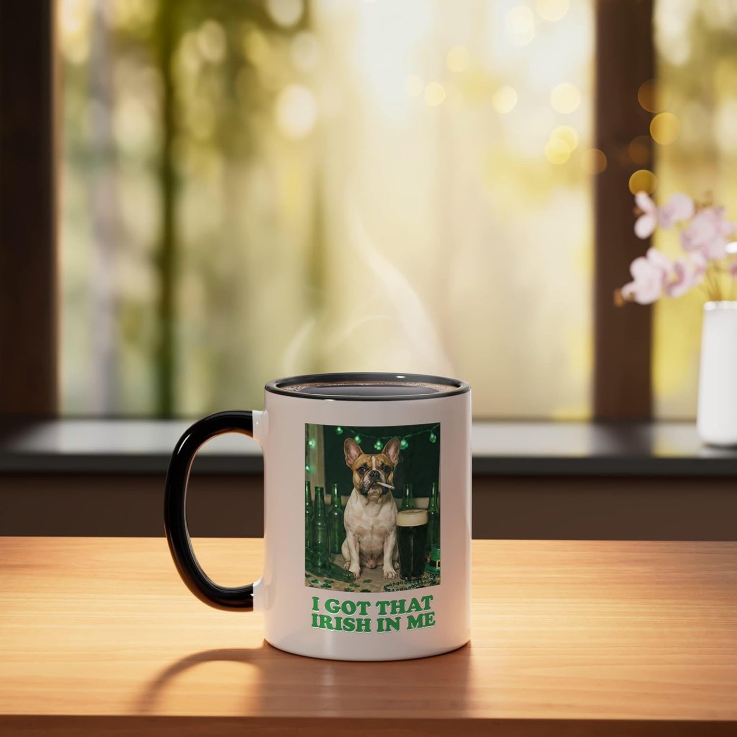 Taza cerámica Saint Patrick Day Irlandesa para perro bulldog francés