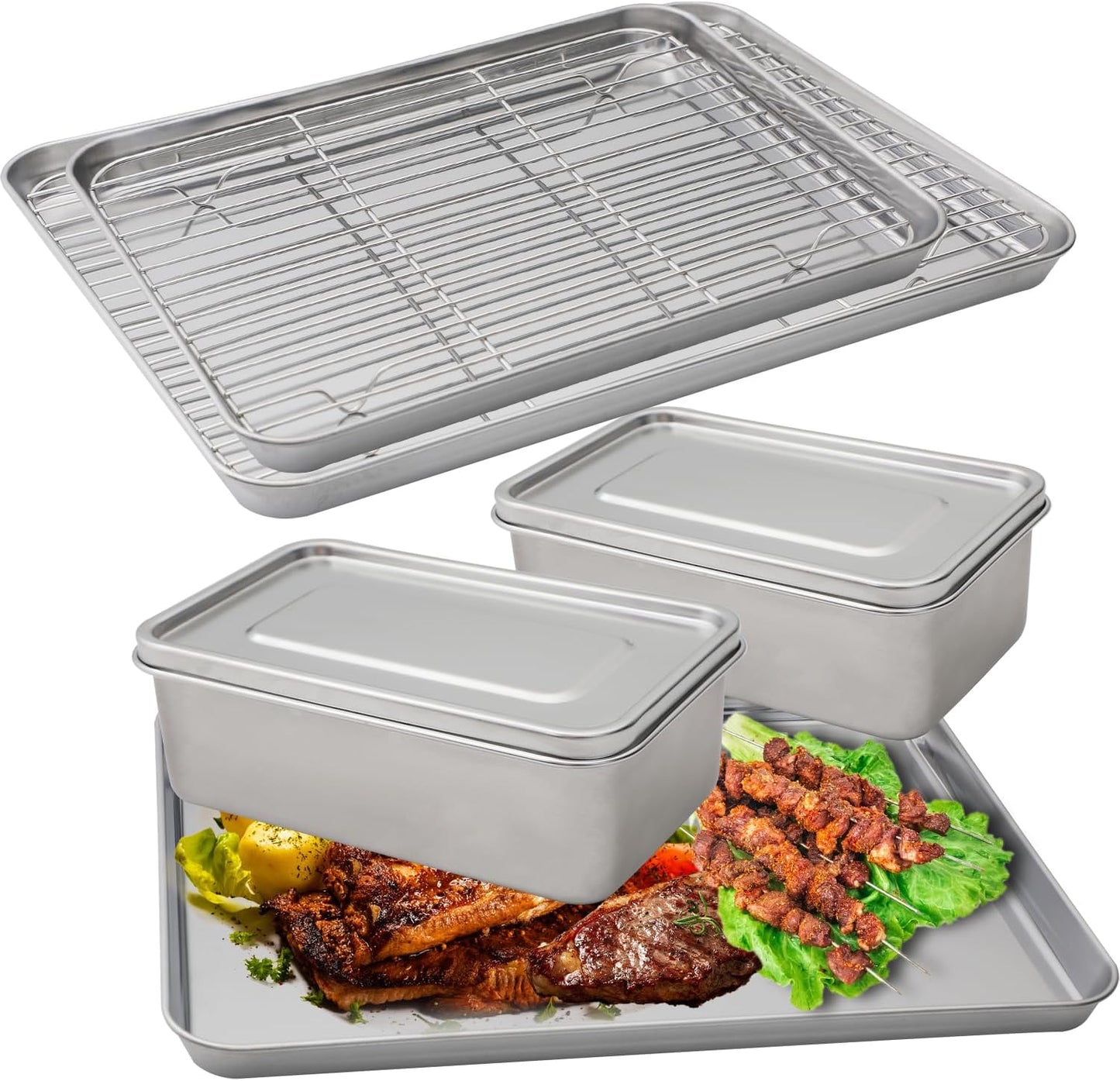 4 Pzas Bandejas Acero Inox Bento 30.4oz