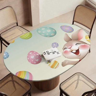 Mantel ovalado ajustable con fondo de Pascua para cocina comedor mesa picnic