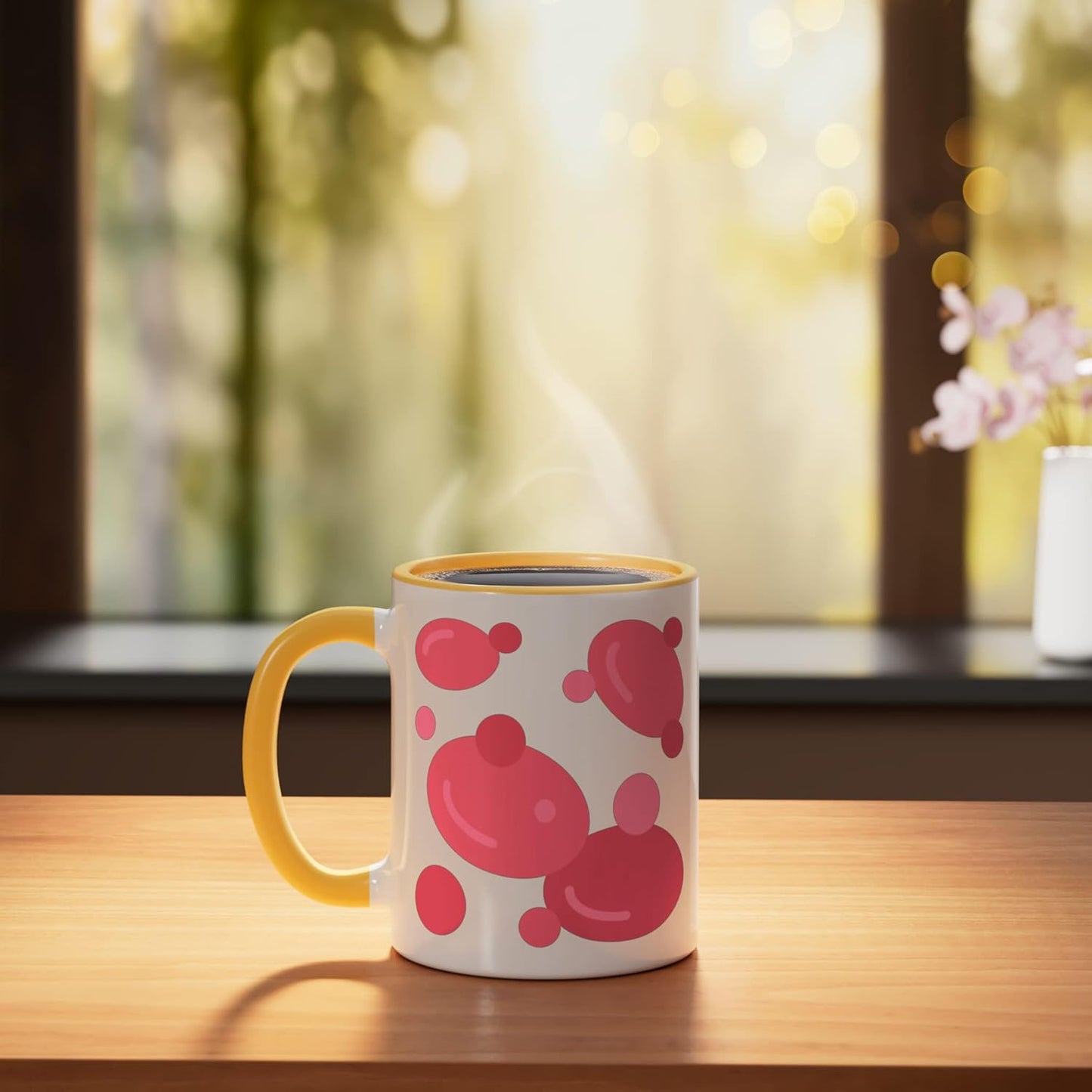Taza cerámica de hierro globulo rojo hemoglobina amarillo/blanco