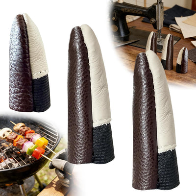 Set 3 protectores dedos tallado madera costura barbacoa