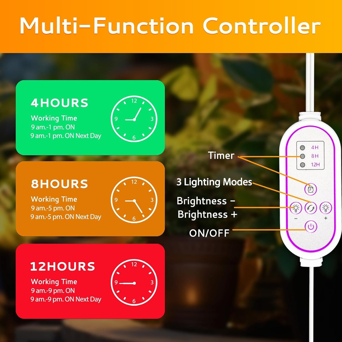 Luz LED cultivo plantas interior 105 LEDs ajustable