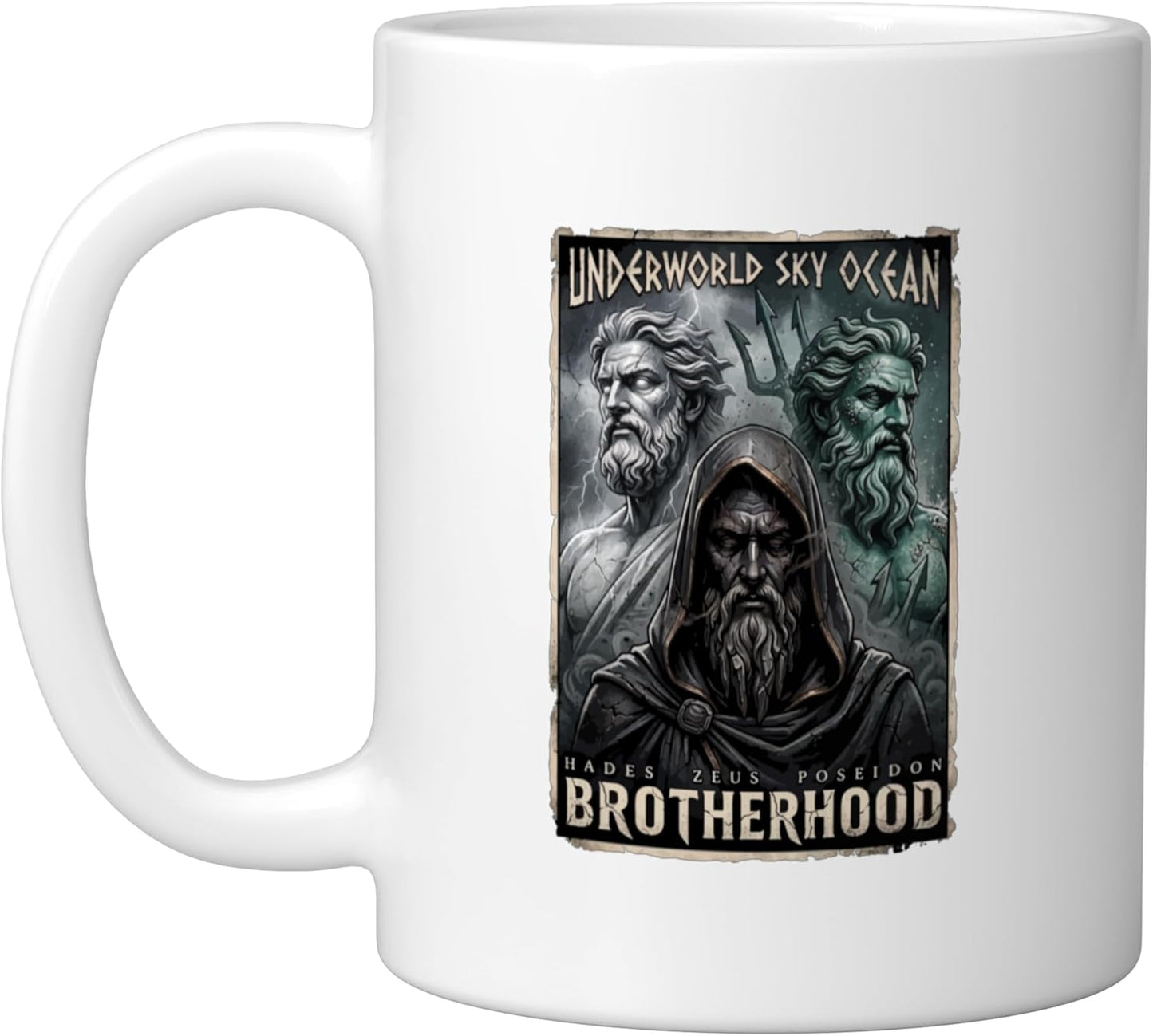 Taza cerámica de dioses griegos hermandad blanca