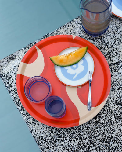 Vaso de vidrio moderno con base azul set 2 7oz