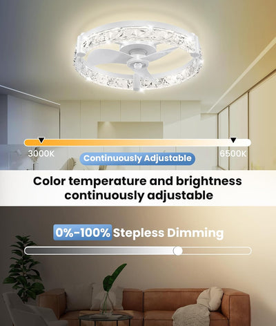 Ventilador techo LED 20pulg control remoto 6 velocidades