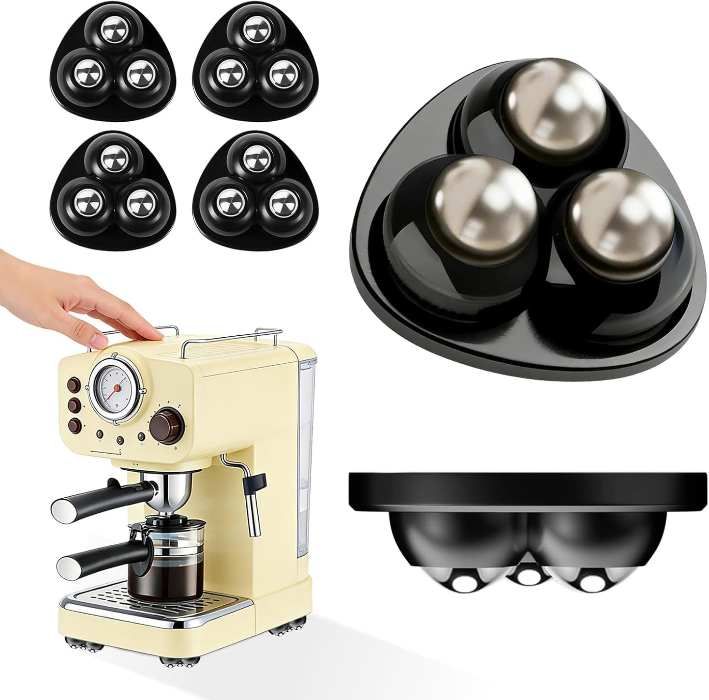 Ruedas bola autoadhesivas giratorias 360° negras 4uds