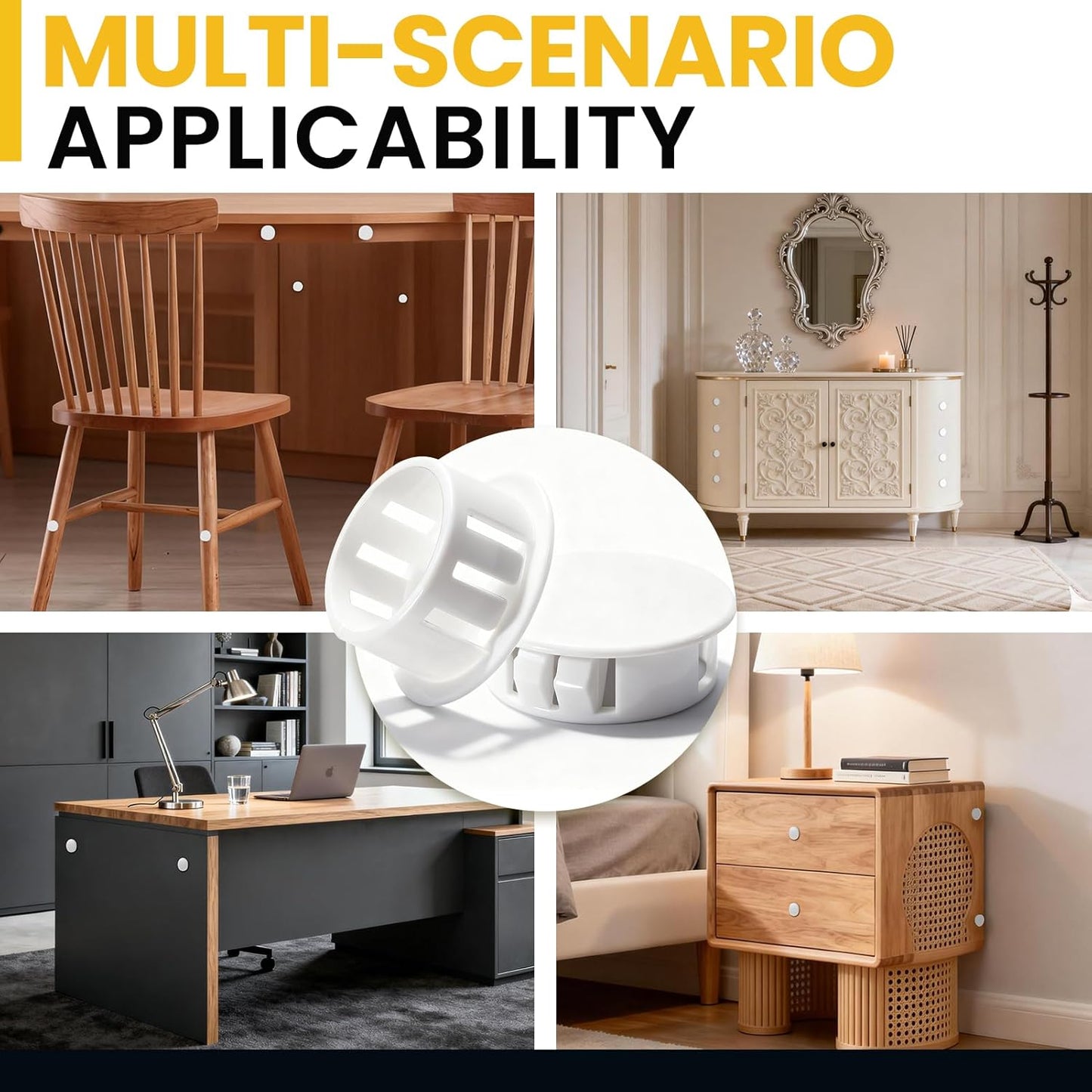 Kit 180 Tapones Plástico Blanco 8 Tamaños para Muebles