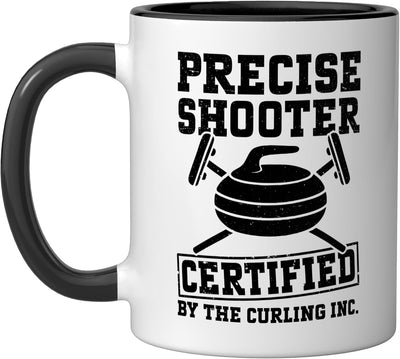 Taza para curling deportivo cerámica negra/blanca