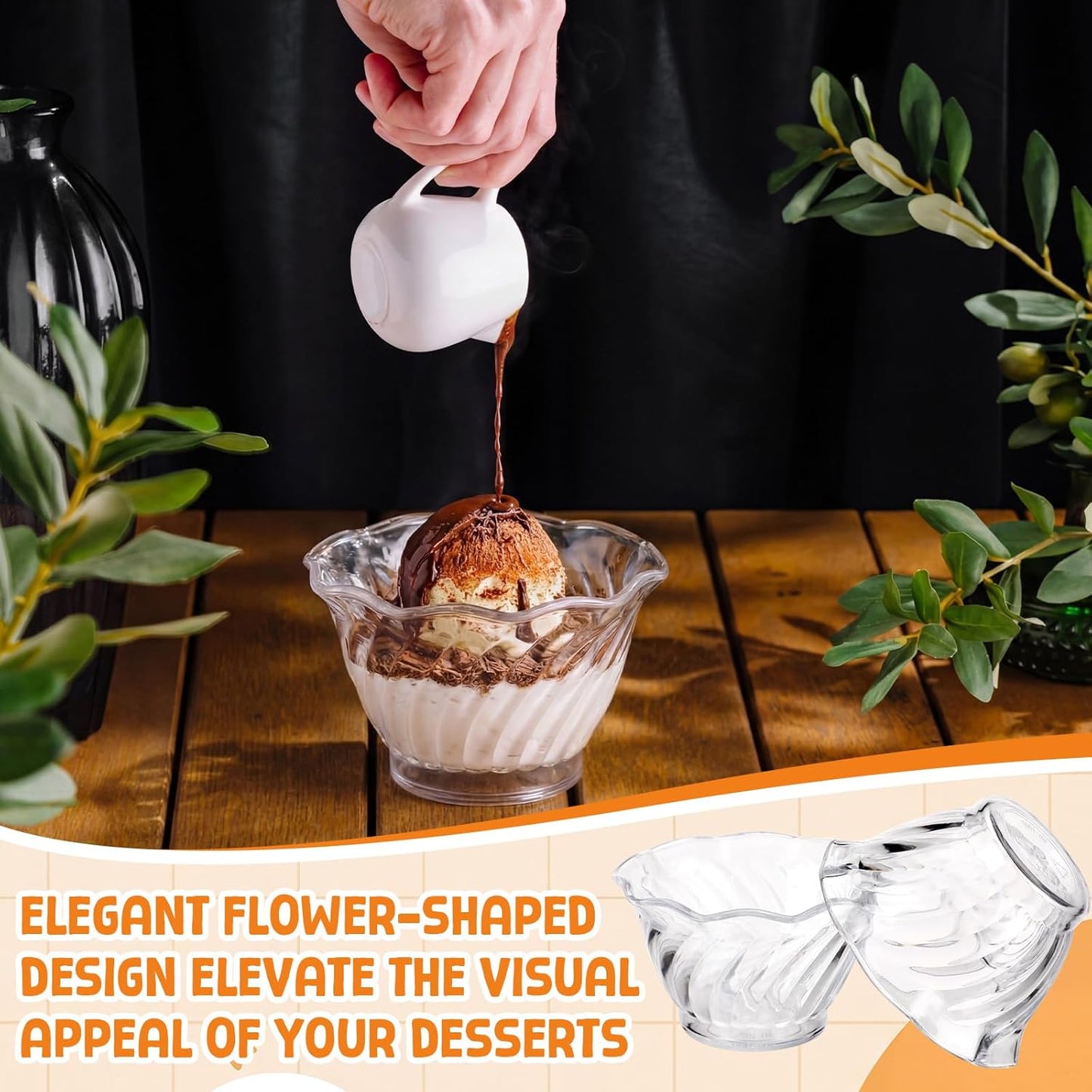 100 Tazas Plástico 6oz Transparentes para Degustación Helado Bufé