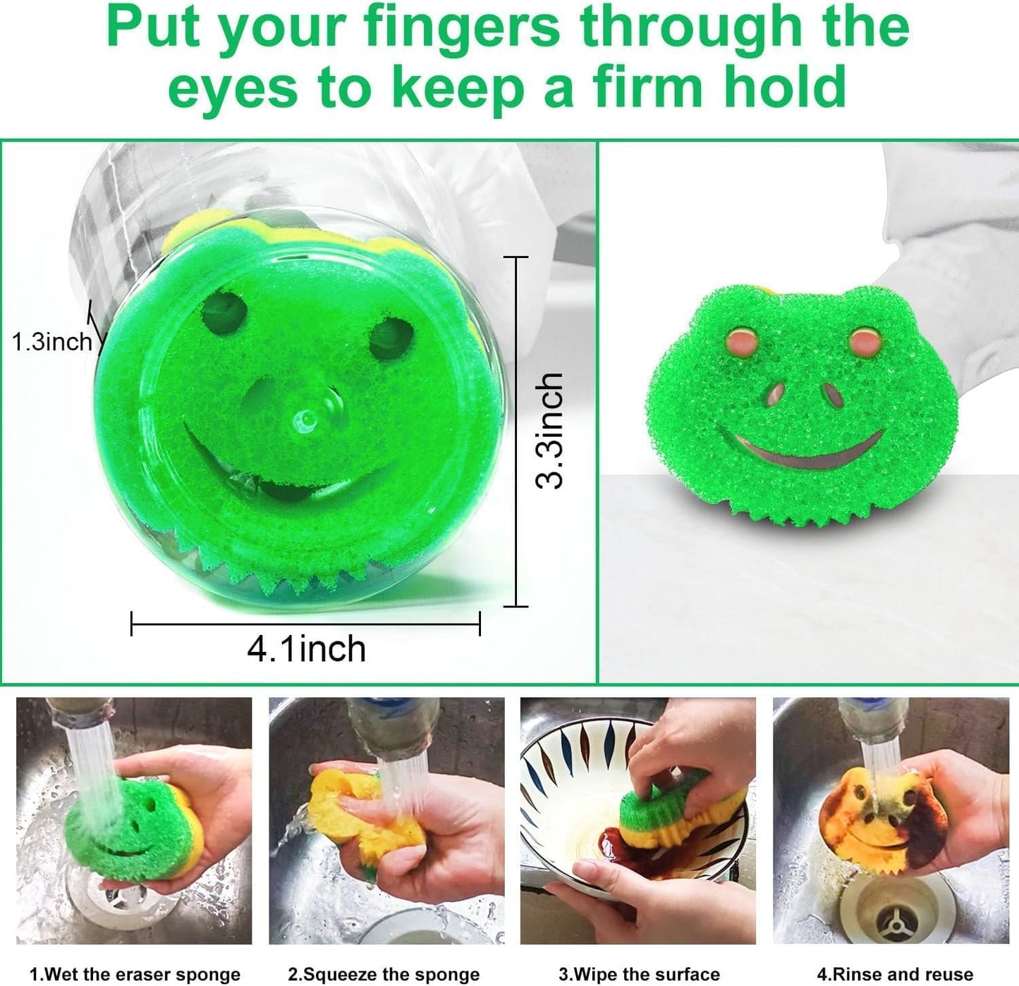5 Pzas Esponjas Rana Doble Cara para Cocina y Hogar
