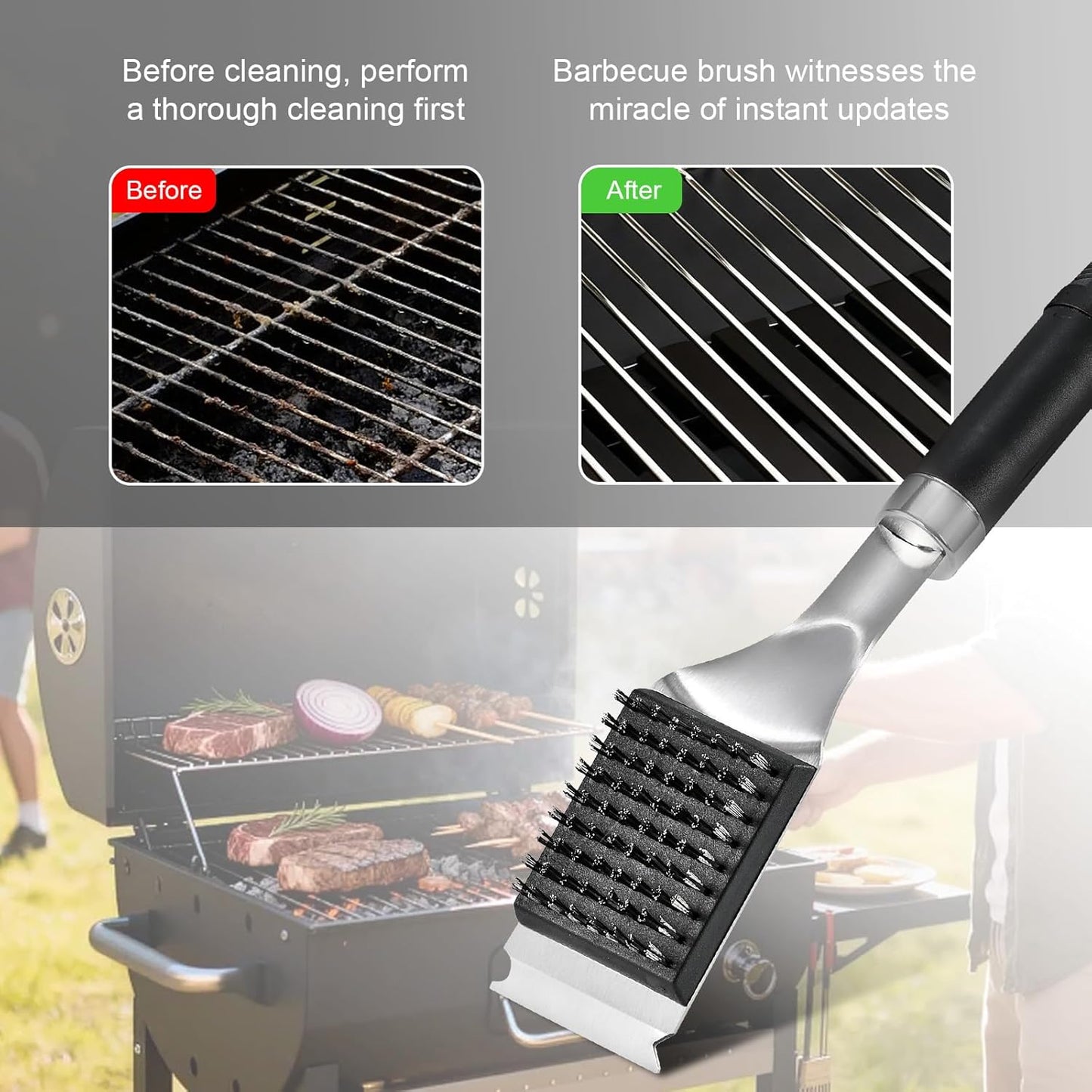 Juego cepillo raspador barbacoa 2 cabezales
