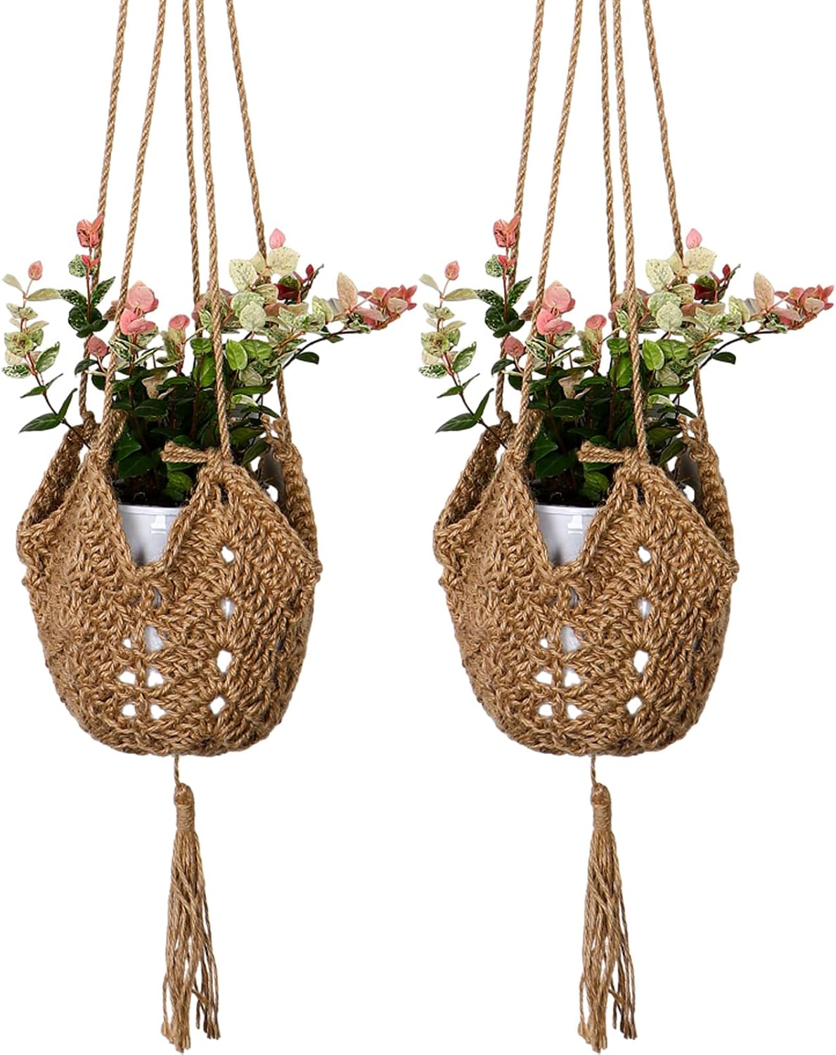 Colgadores macramé yute 2 ganchos decoración bohemia