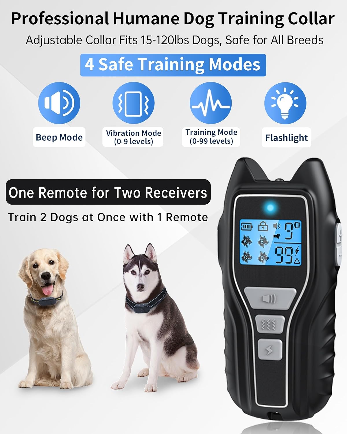 Collar choque perros 2000 pies control remoto IPX7 impermeable