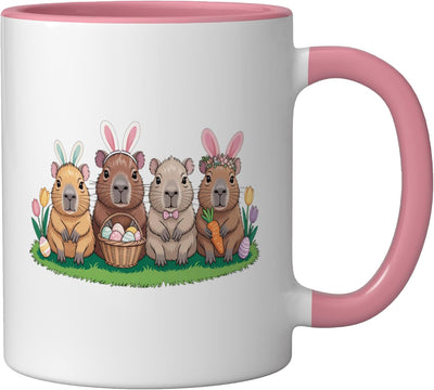 Taza Cerámica Pascua Conejo Rosa/Blanco
