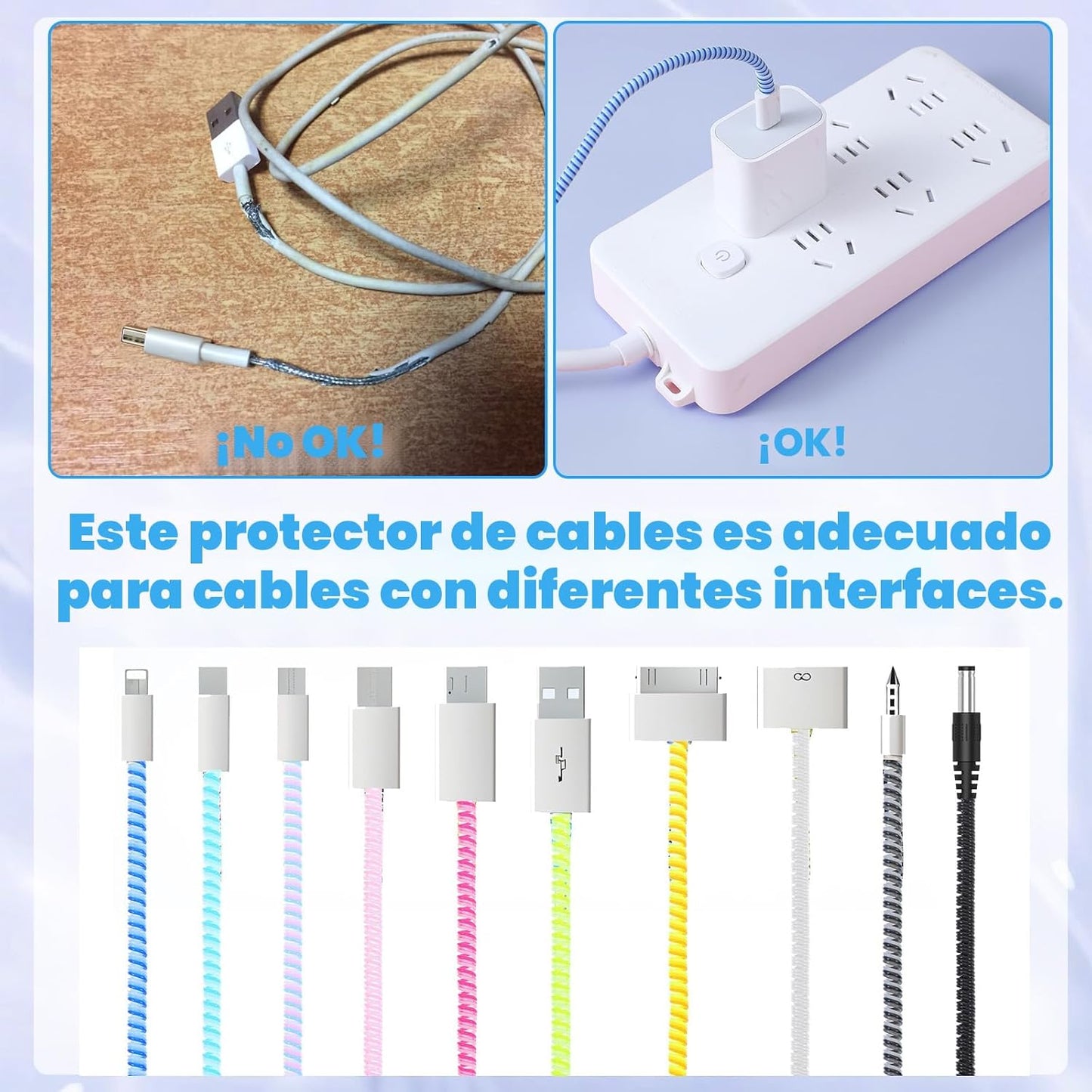 10 Protectores Cables Espiral Multicolor para Mascotas