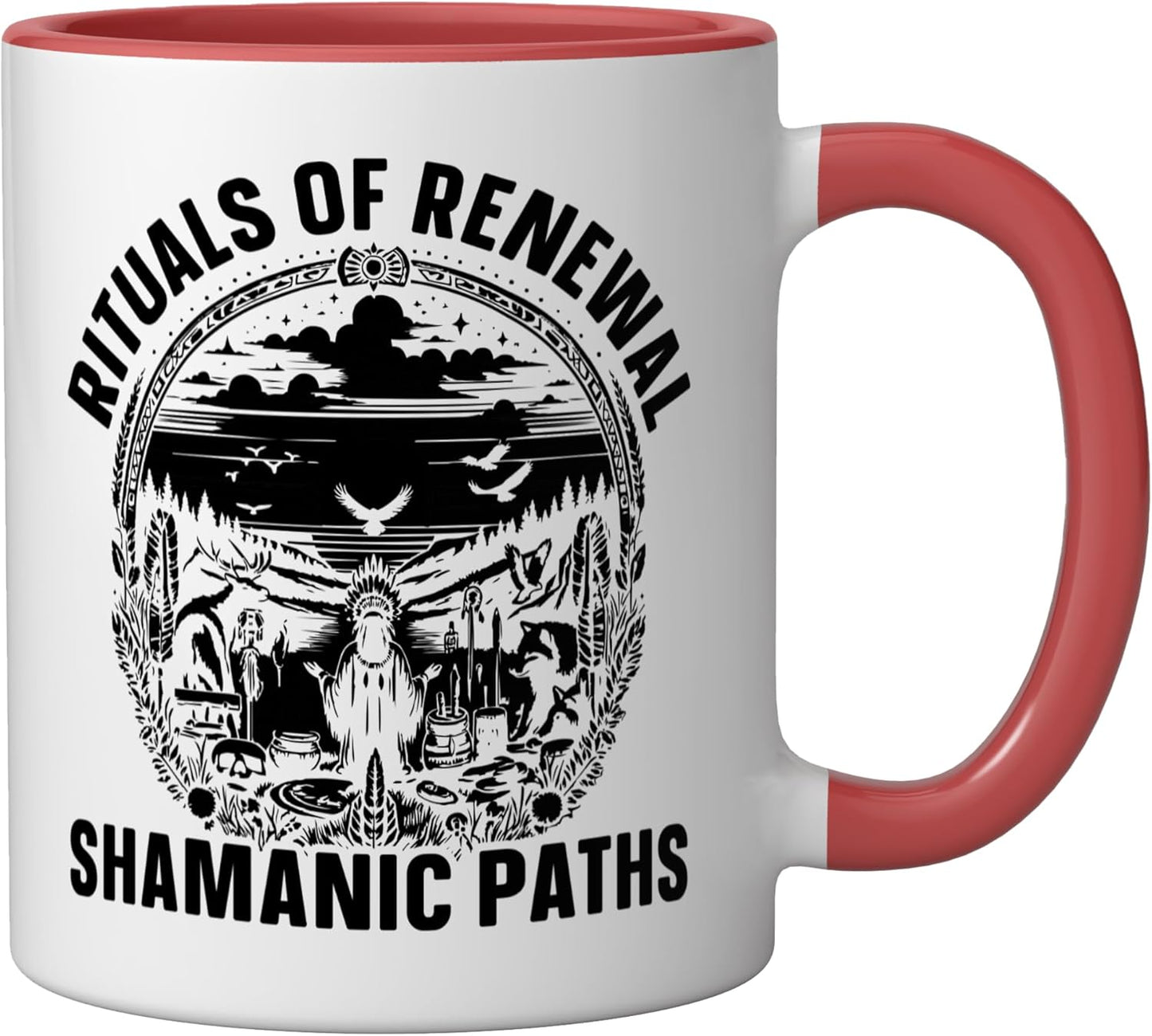 Taza Cerámica Meditación Espiritual Roja/Blanca