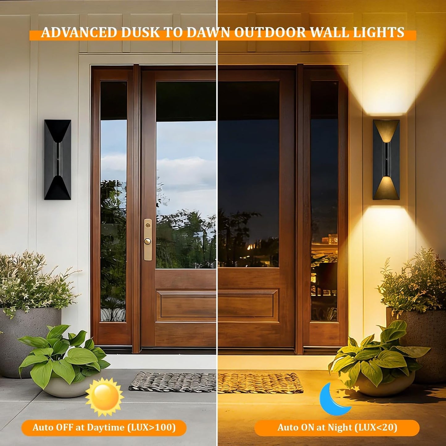 Lámpara pared exterior 15pulg LED 3000K moderna negra