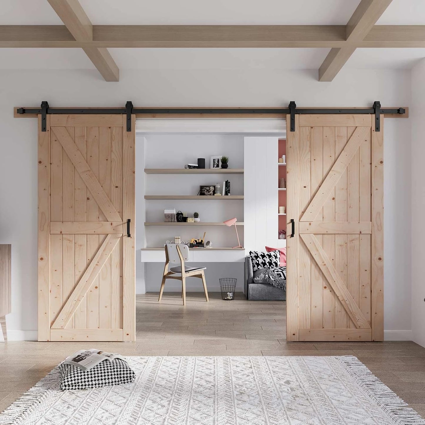 Puerta granero doble 36x80 madera con herrajes