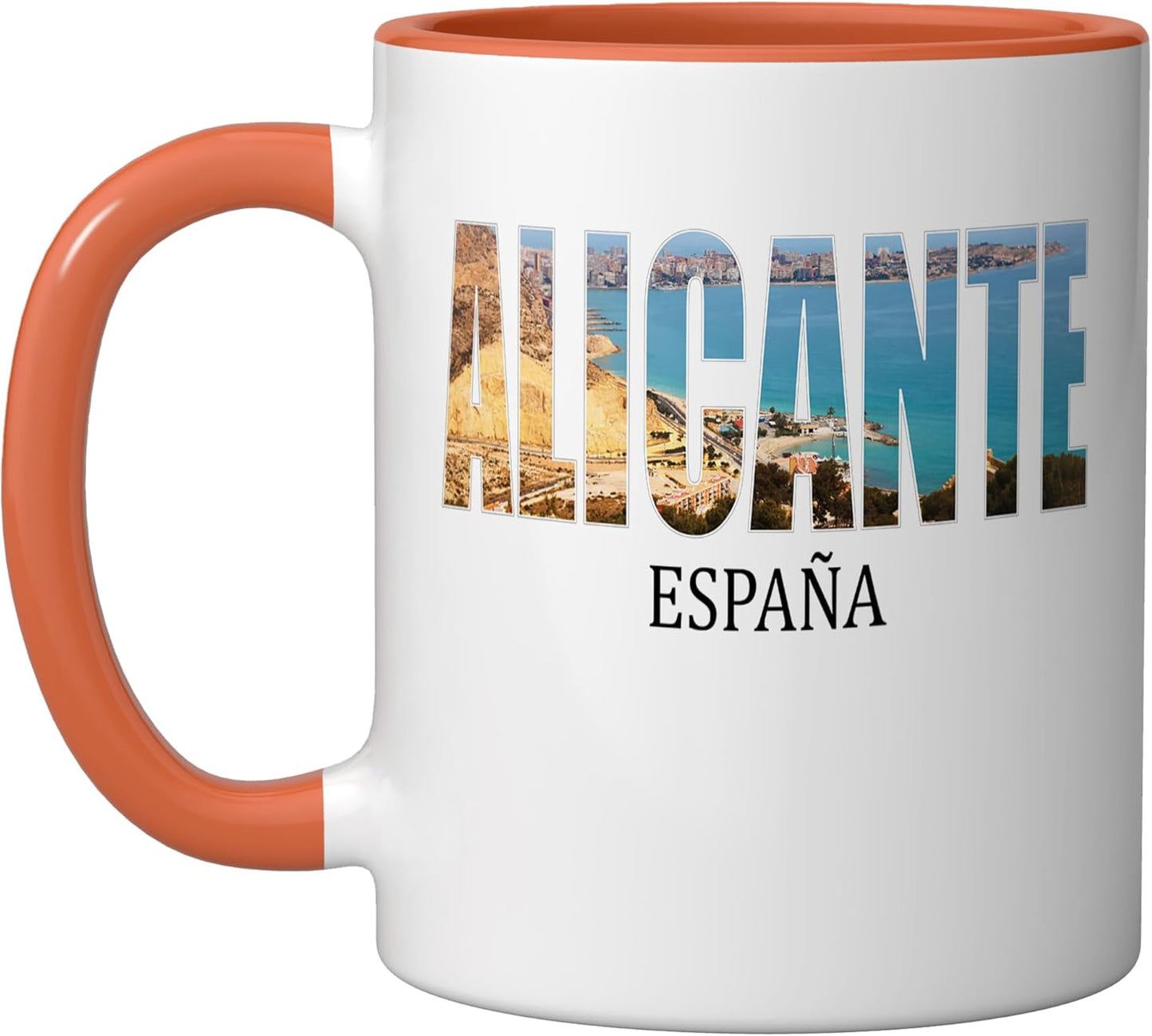 Taza Cerámica Vintage Alicante Diseño Orange/Blanco