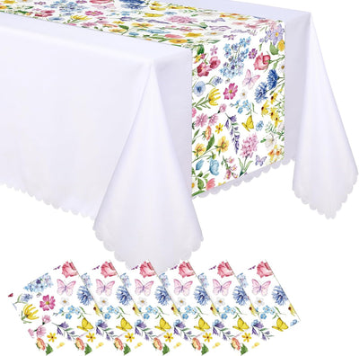 Camino de mesa floral de plástico 14 x 108 pulgadas para boda y fiestas