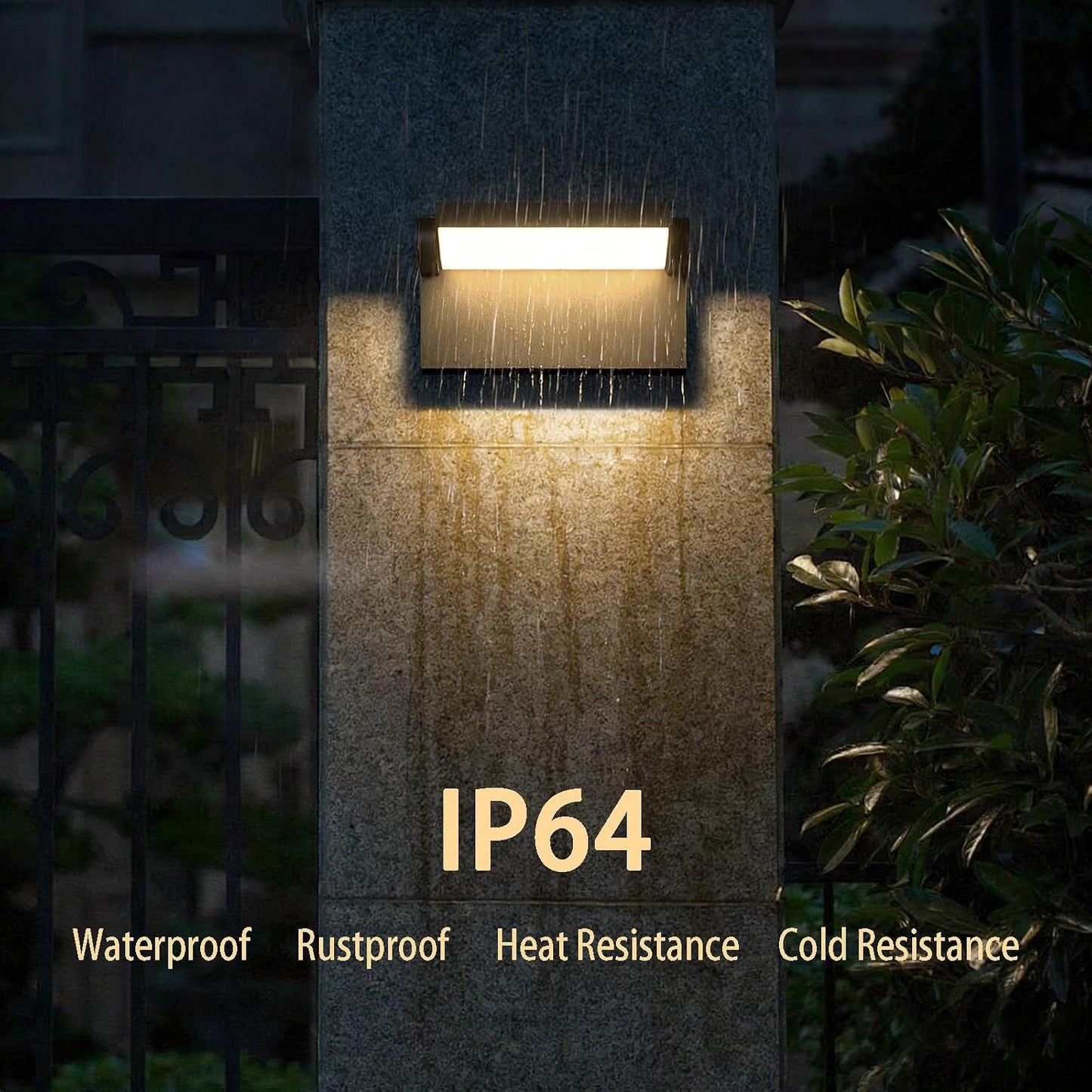 Luces inundación exterior aluminio LED garaje negro 3000K pack 2