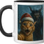 Taza cerámica Krampus gato selfie navidad horror meme negro/blanco