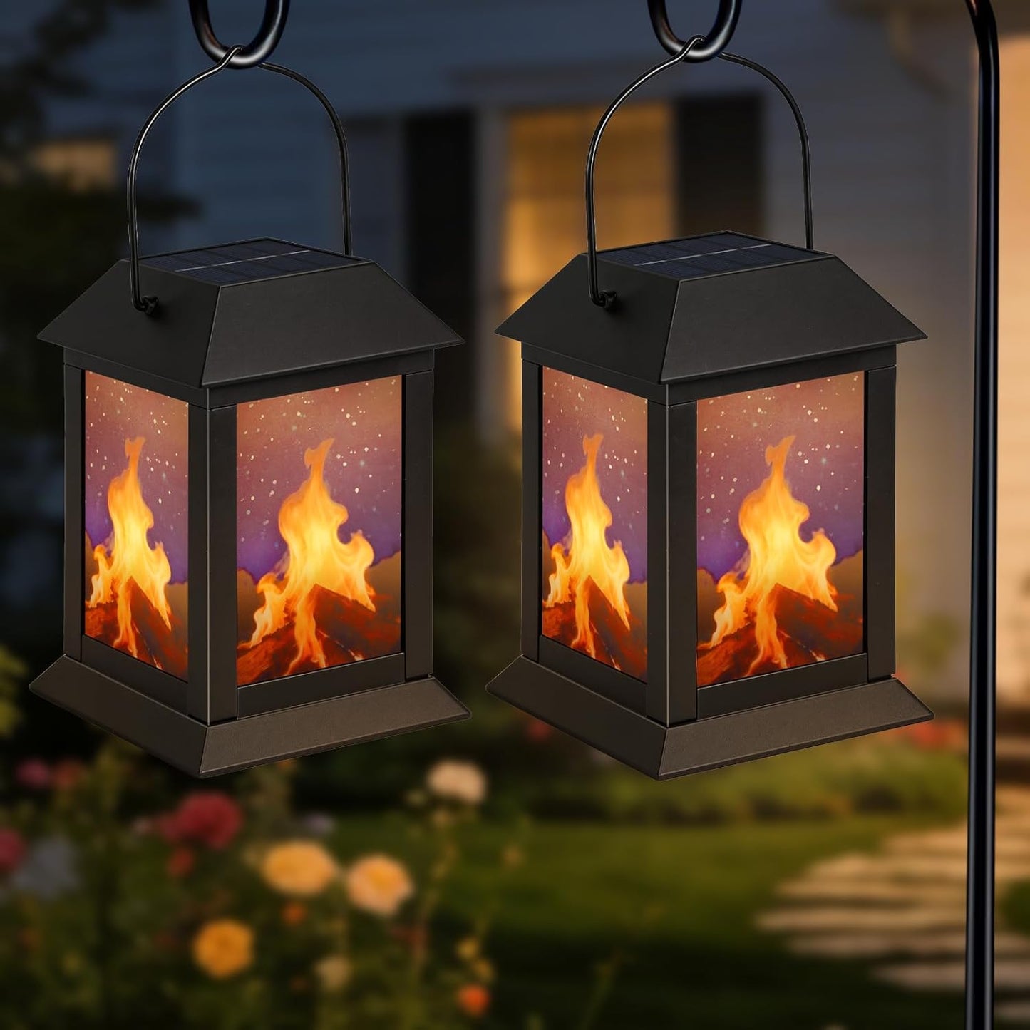 2 Faroles Solares Impermeables Luz LED Colgante Exteriores