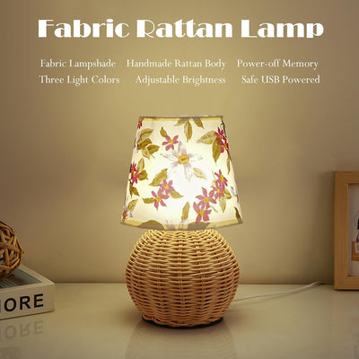 Lámpara mimbre vintage luz ajustable USB bohemia