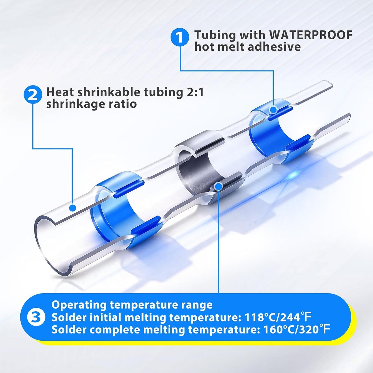 Conectores termocontraibles impermeables grado marino para cables
