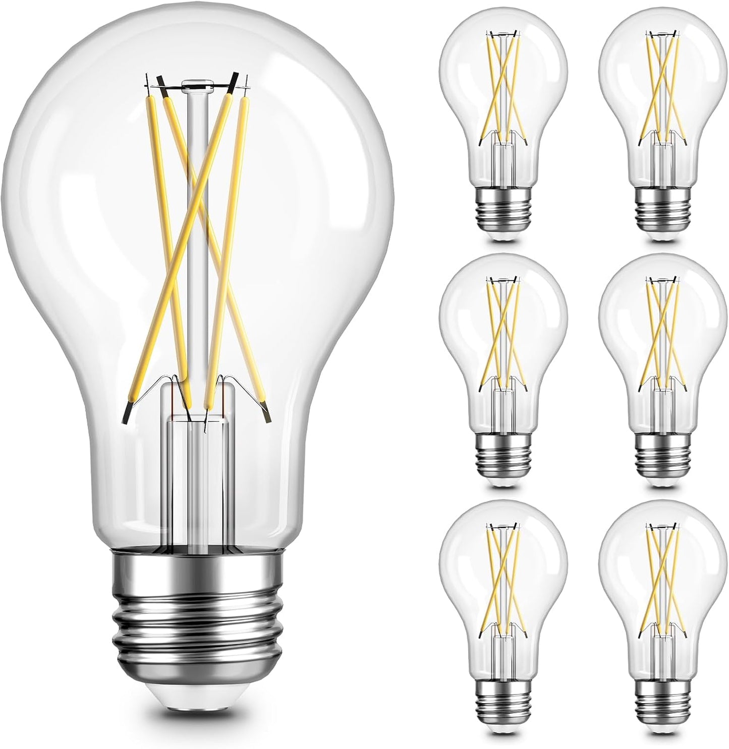 Pack 6 Bombillas LED Edison A19 Vintage Regulables 3000K E26